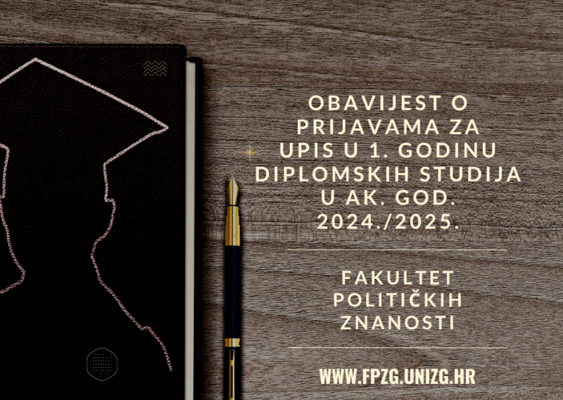 Obavijest o prijavama za upis u 1. godinu diplomskih studija u ak. god. 2024./2025.