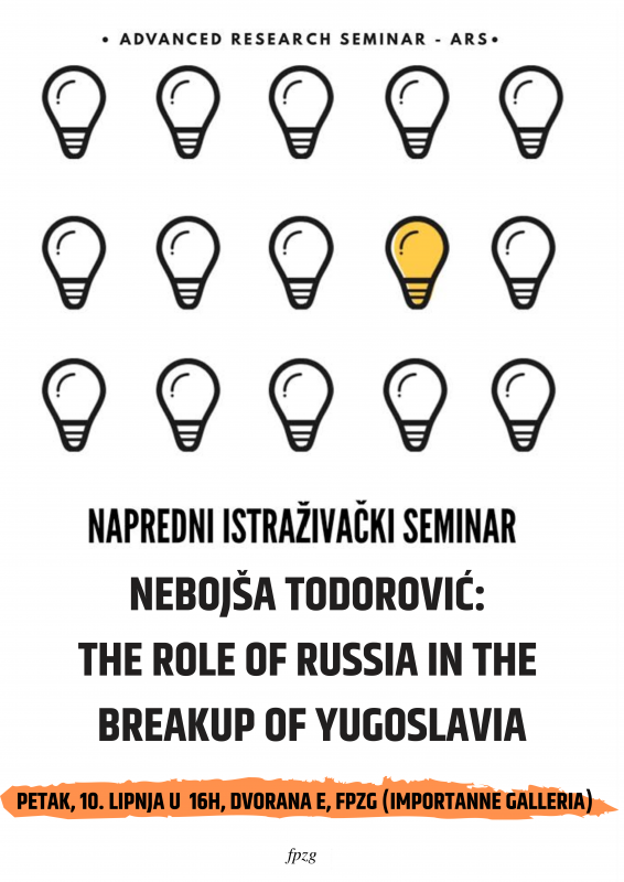 Advanced Research Seminar, petak, 10. lipnja, 16h, dvorana E